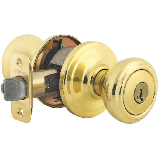 Kwikset Signature Series Polished Brass Cameron Entry Door Knob with SmartKey