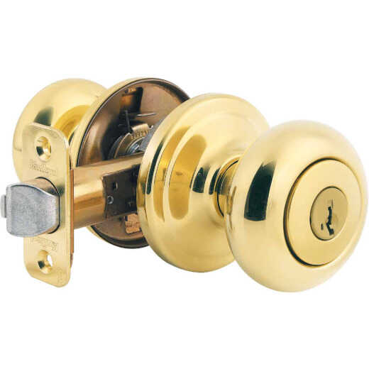 Kwikset Signature Series Polished Brass Juno Entry Door Knob with SmartKey