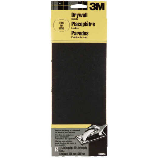 3M 4-3/16 In. x 11-1/4 In. Drywall Sanding Sheets, Fine (2-Pack)