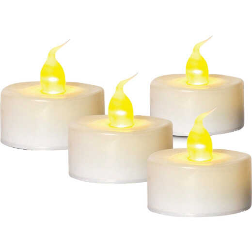 J Hofert 1.5 In. H. x 1.5 In. Dia. White Plastic LED Tea Light Flameless Candle (4-Pack)